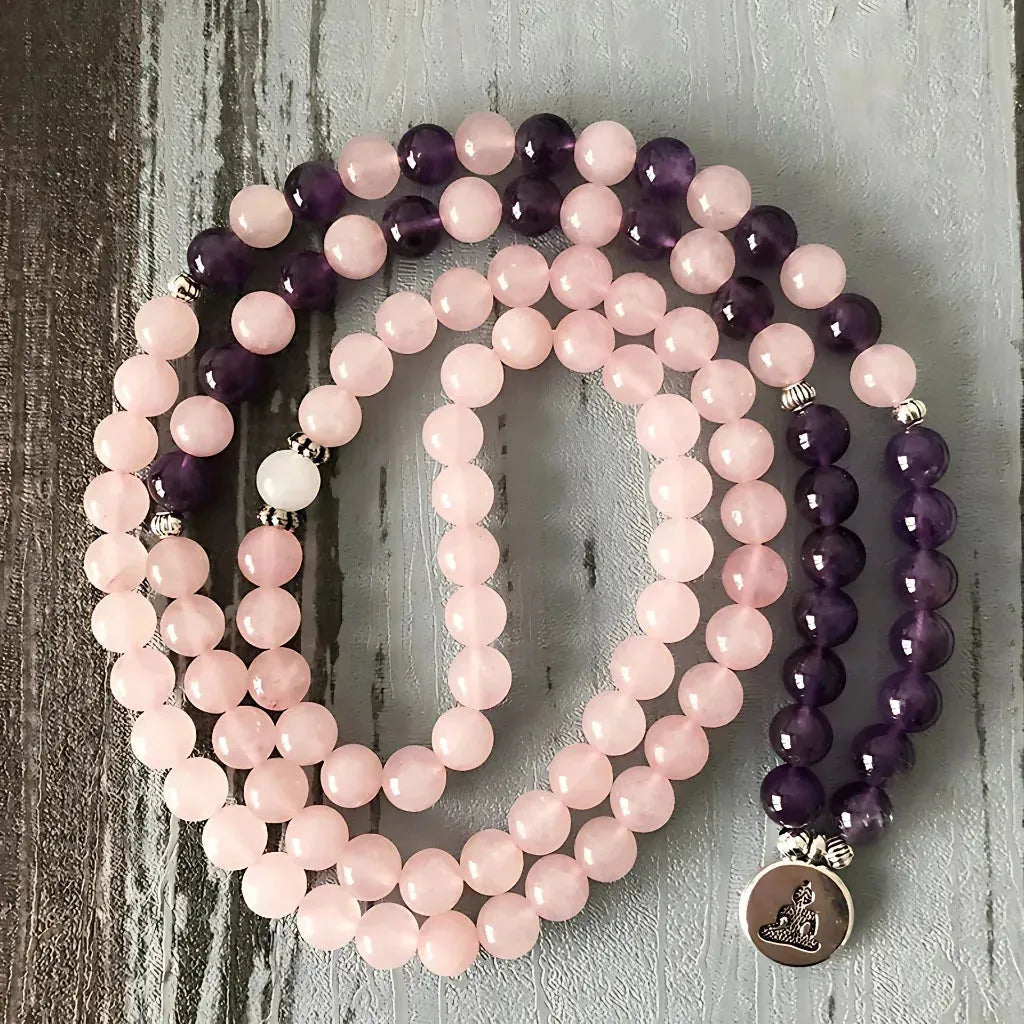 Buddha Charm Wrap Bead Bracelet With Natural Stones - Buddha