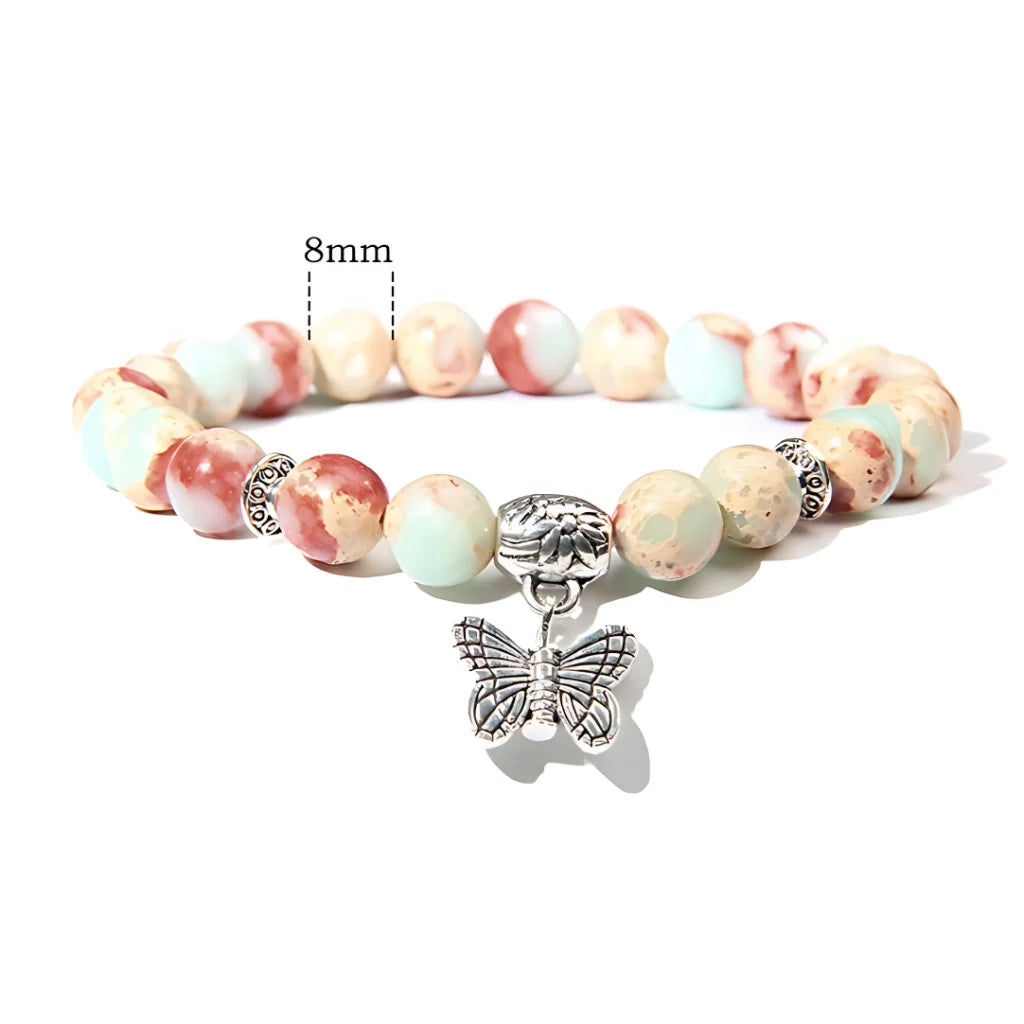 Butterfly Charm Agate Crystal Bracelet For Balance - Colorful