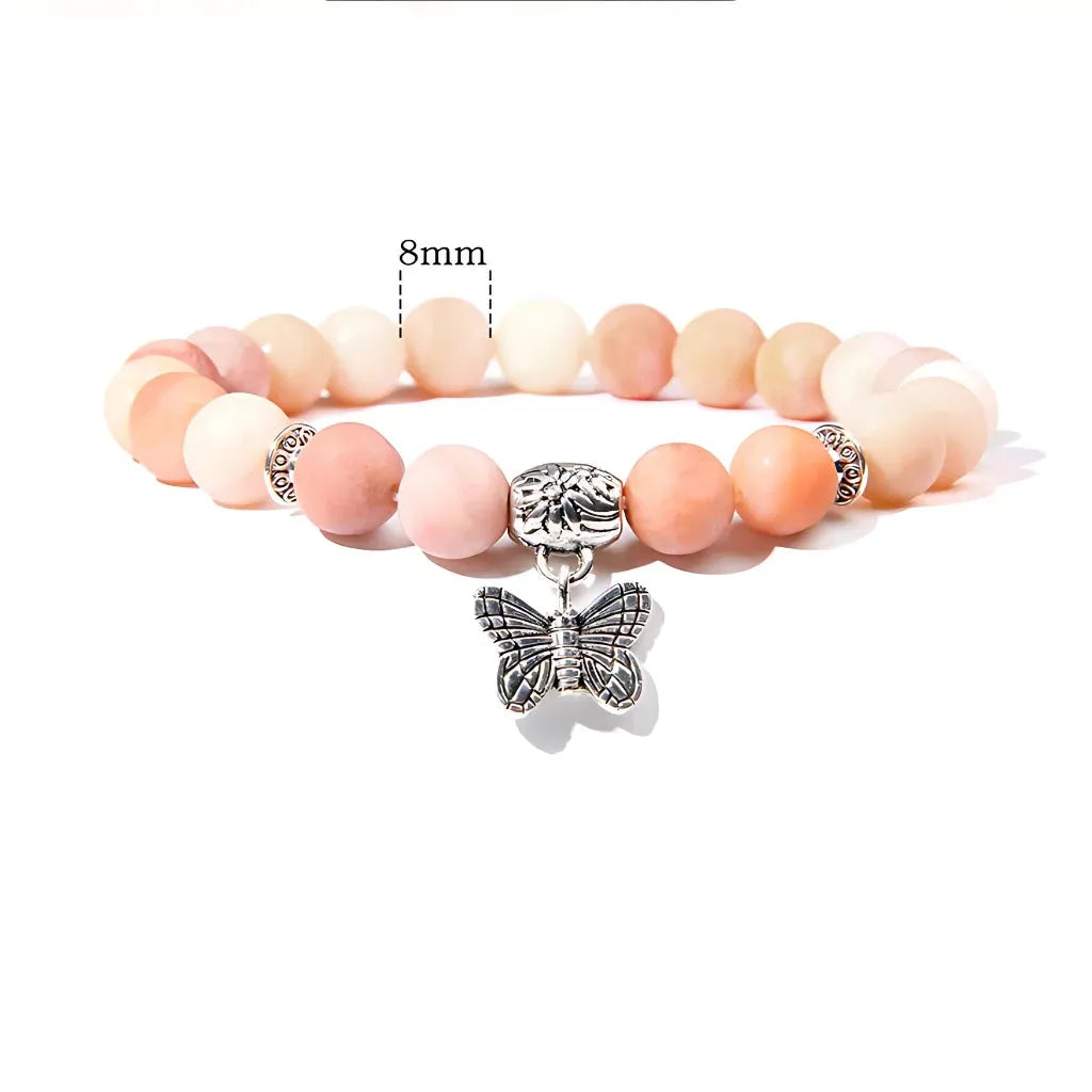 Butterfly Charm Agate Crystal Bracelet For Balance - Orange