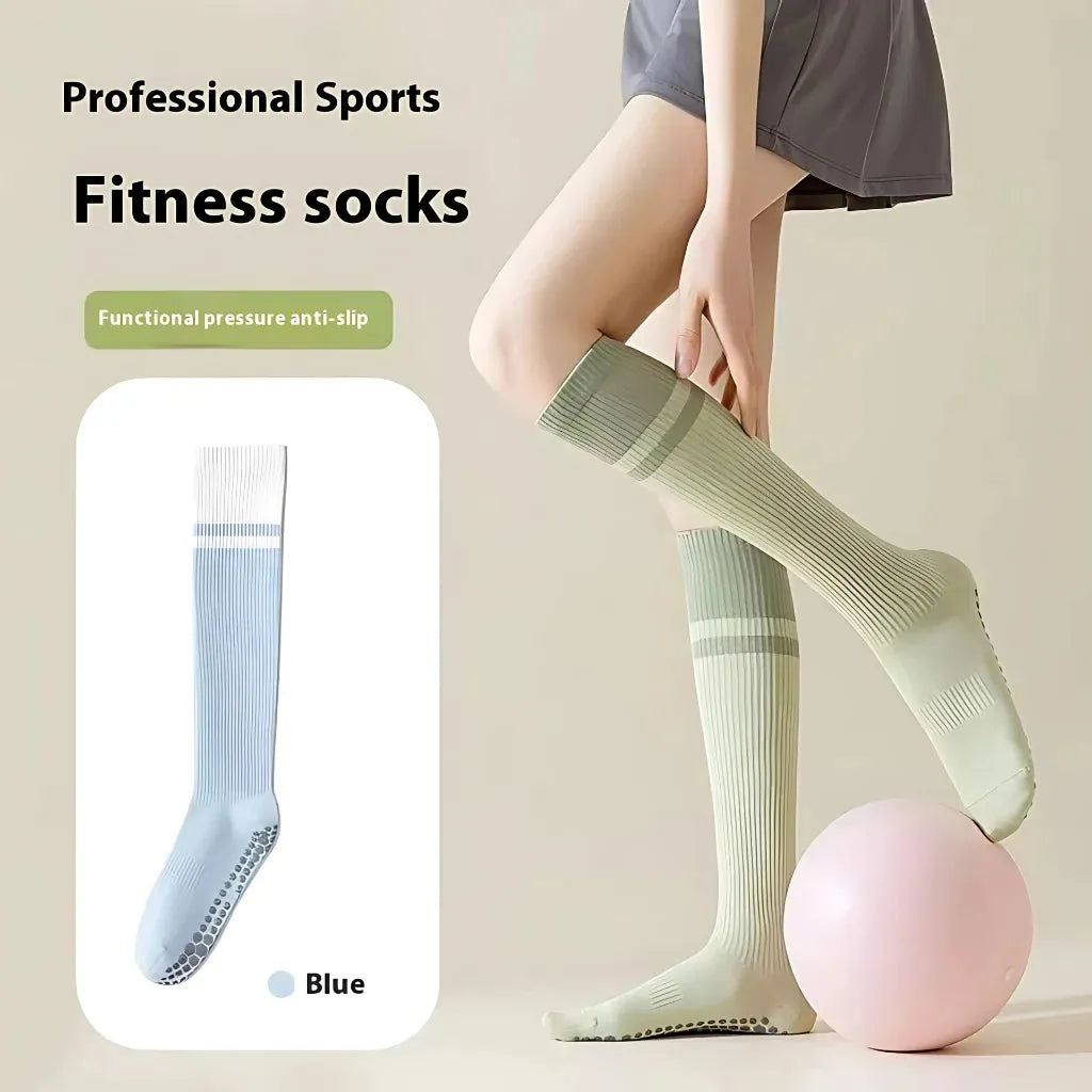 Calf Length Grip Socks For Pilates And Everyday Flow - Blue / one size