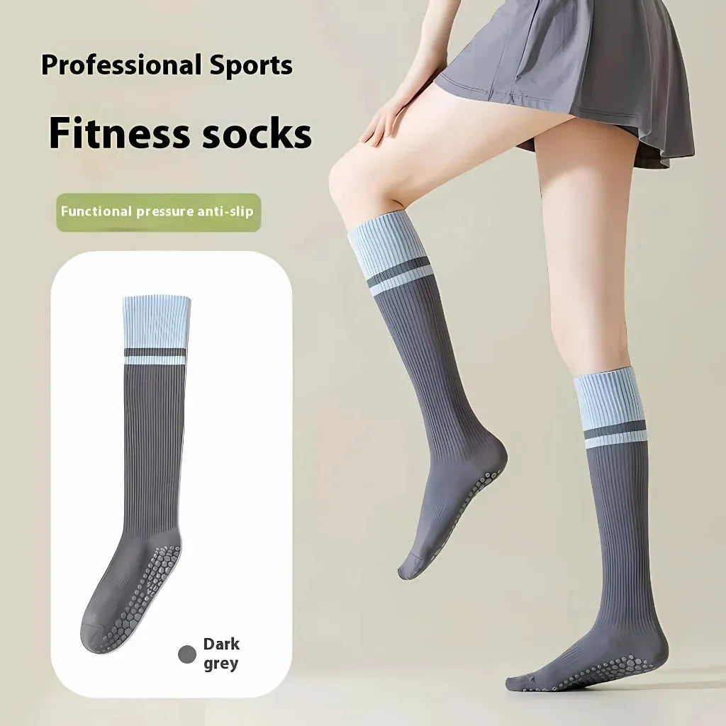 Calf Length Grip Socks For Pilates And Everyday Flow - Dark Gray / one size