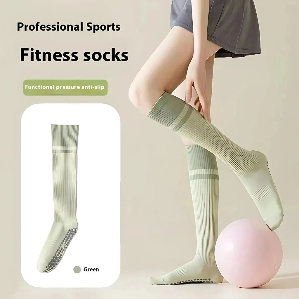 Calf Length Grip Socks For Pilates And Everyday Flow - Green / one size