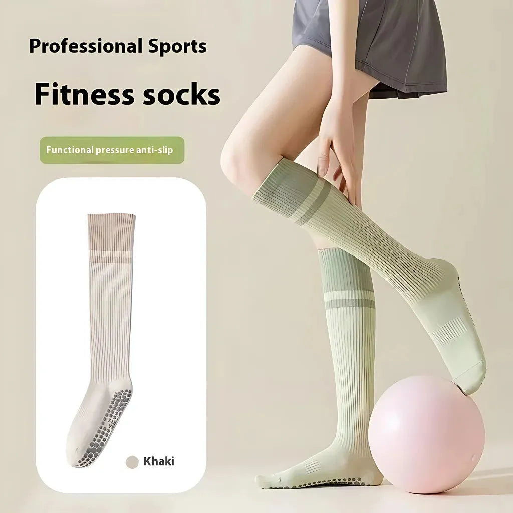 Calf Length Grip Socks For Pilates And Everyday Flow - Khaki / one size