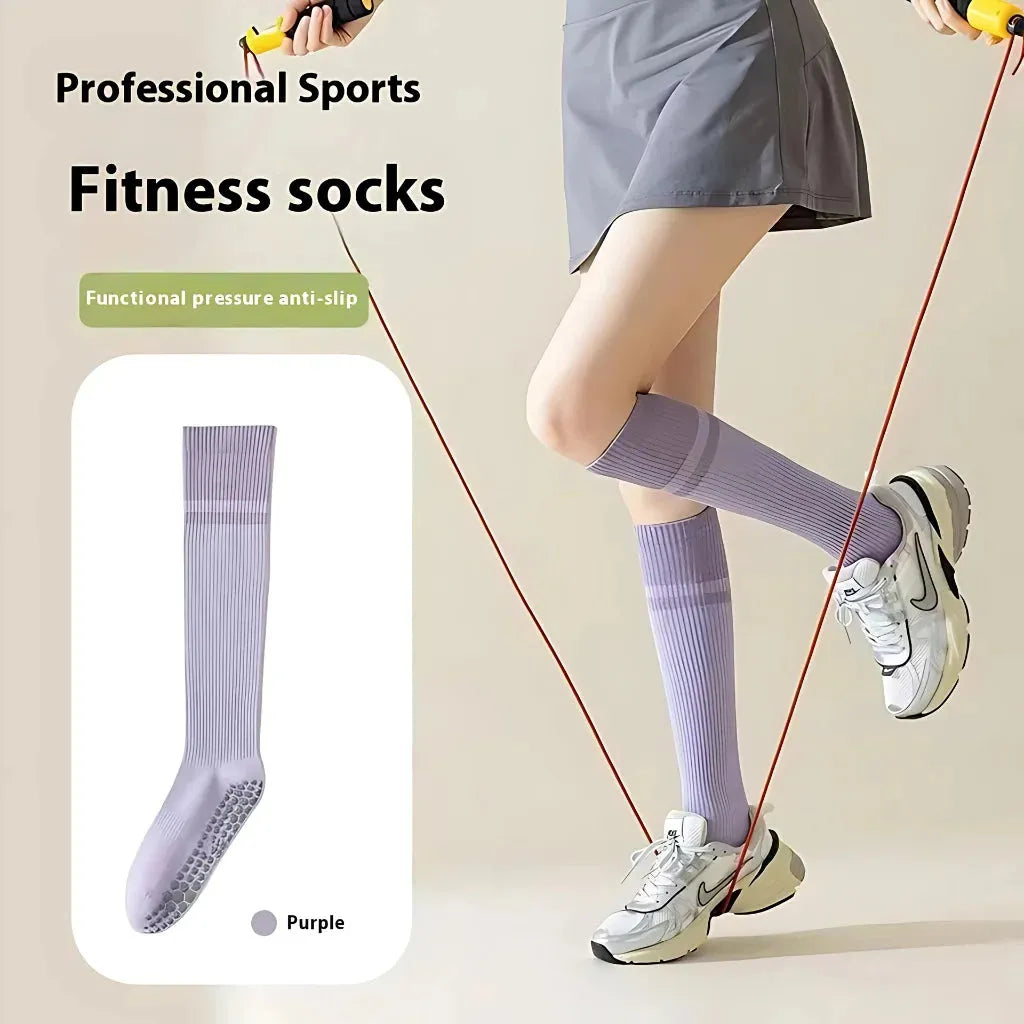 Calf Length Grip Socks For Pilates And Everyday Flow - Purple / one size