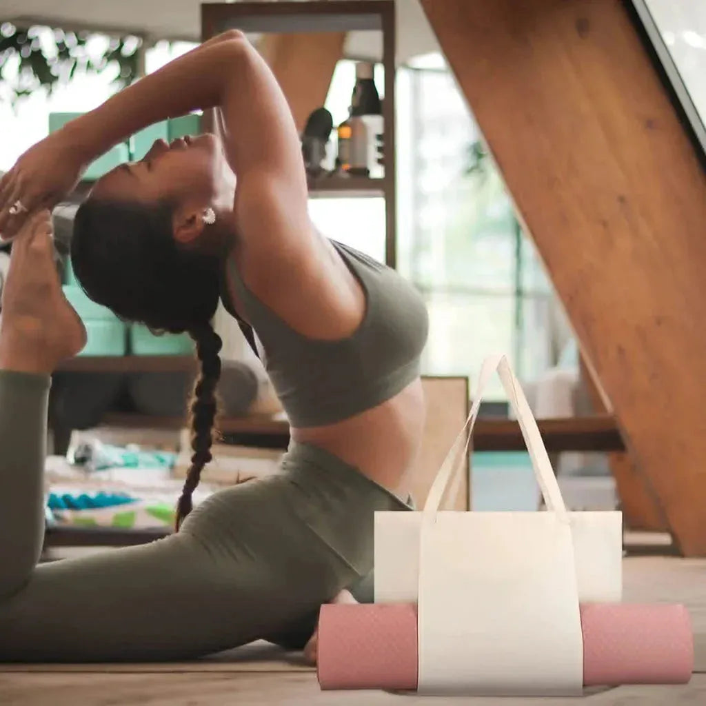 Canvas Yoga Tote With Zippered Storage Pocket