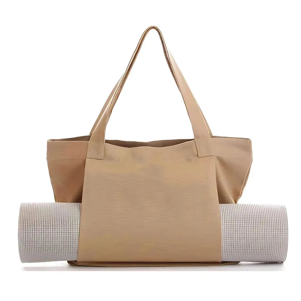 Canvas Yoga Tote With Zippered Storage Pocket - Apricot