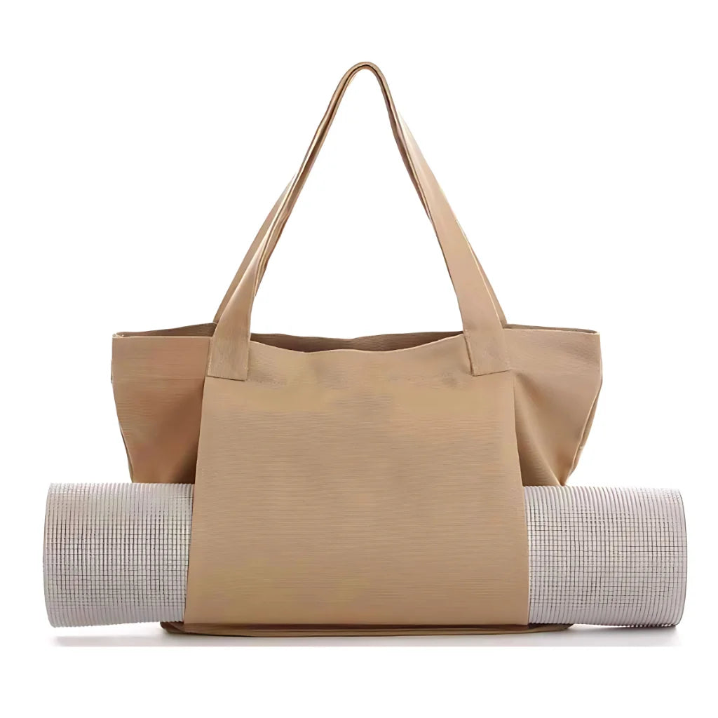 Canvas Yoga Tote With Zippered Storage Pocket - Apricot