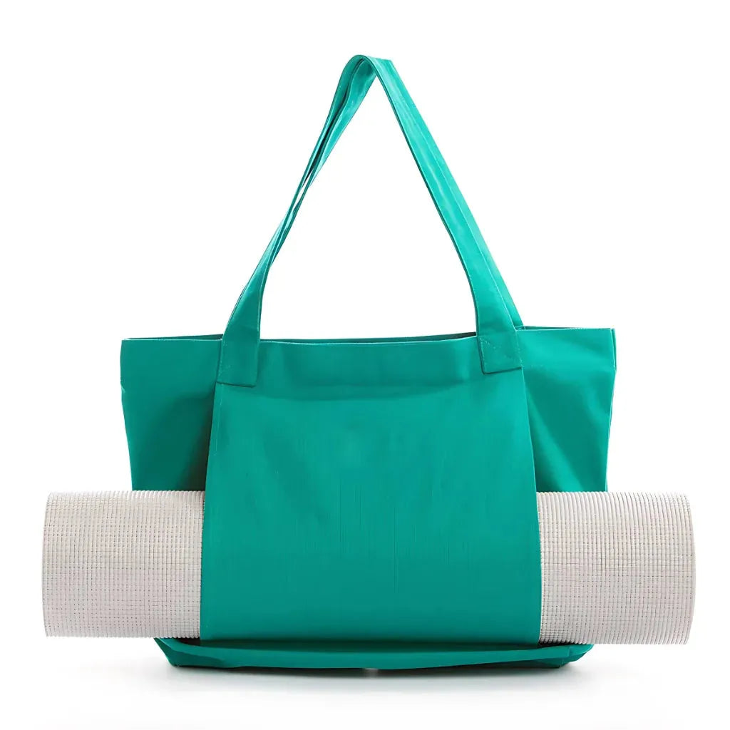 Canvas Yoga Tote With Zippered Storage Pocket - Green