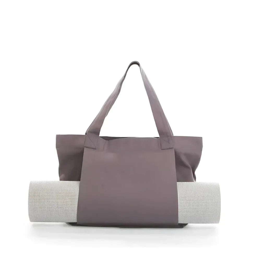 Canvas Yoga Tote With Zippered Storage Pocket - Grey