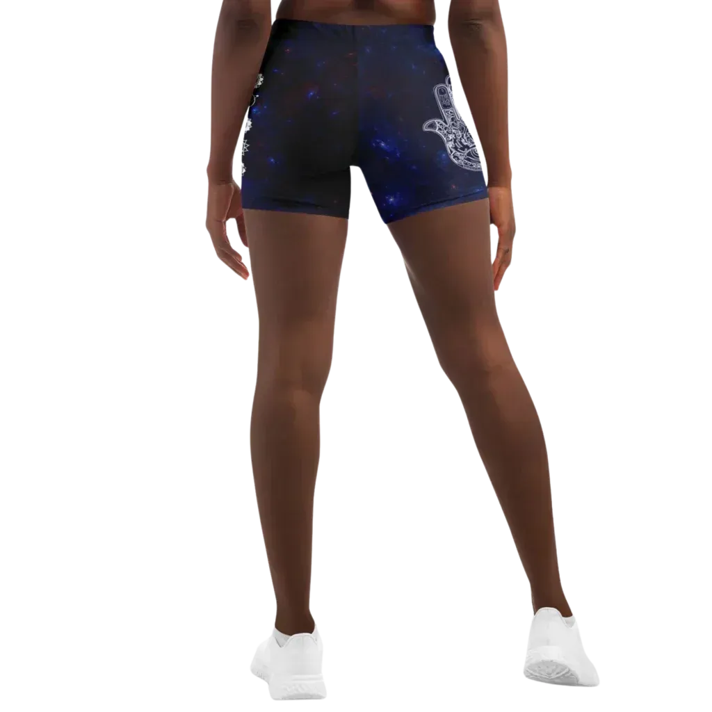 Celestial Balance Woman Yoga Shorts With Chakra Print