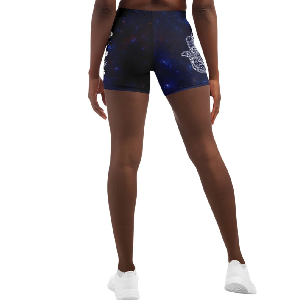 Celestial Balance Woman Yoga Shorts With Chakra Print