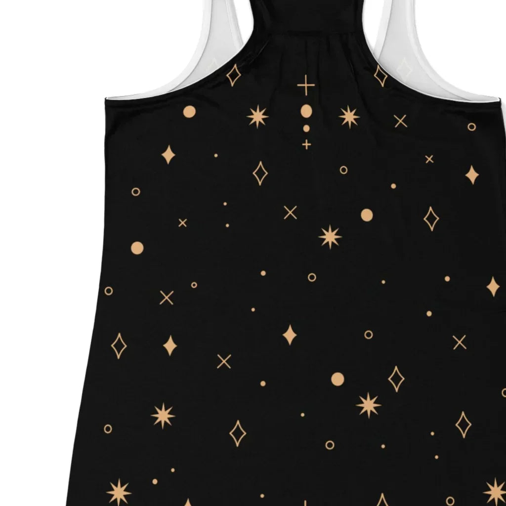 Celestial Moon Phases Racer Top In Night Sky Black