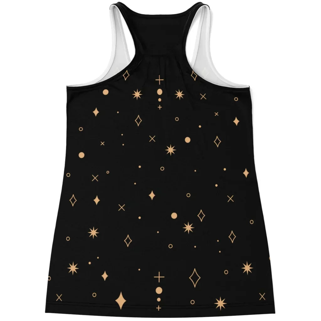 Celestial Moon Phases Racer Top In Night Sky Black