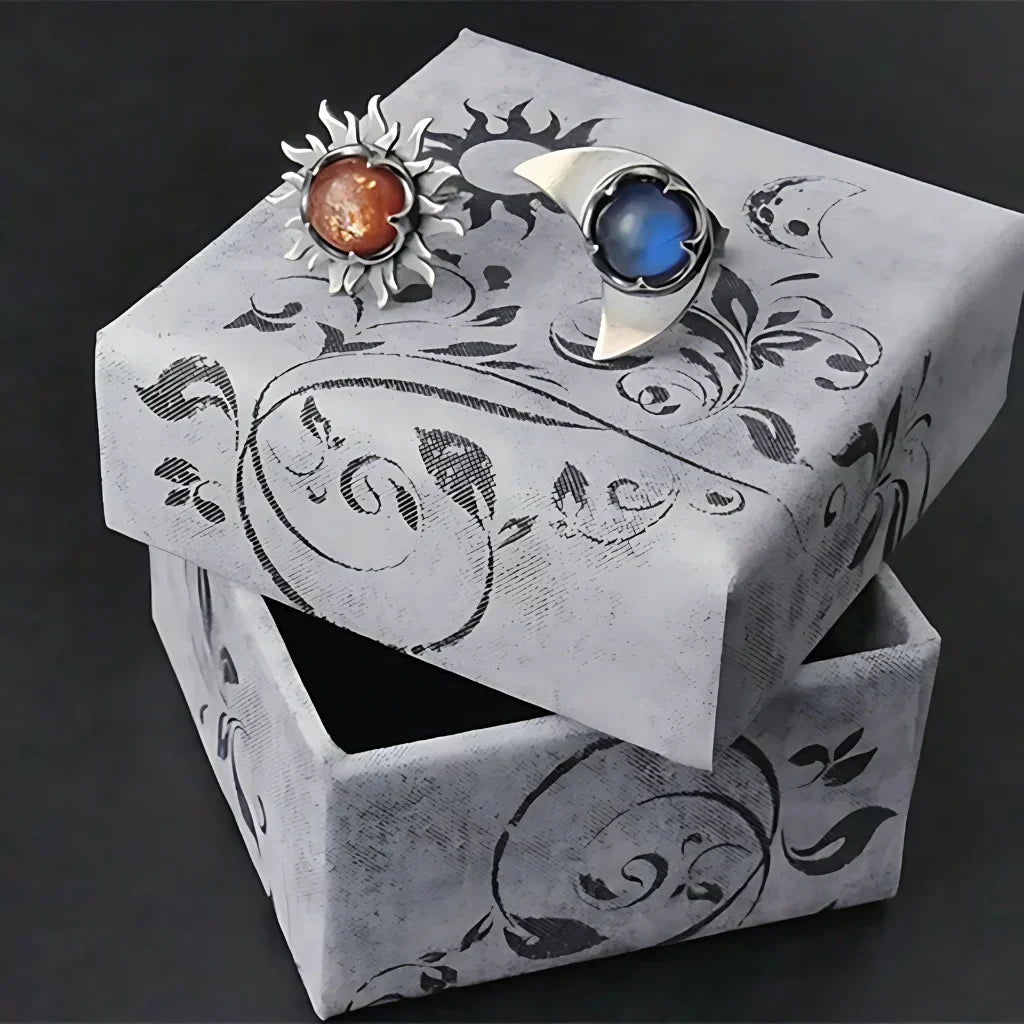 Celestial Moon Star Stone Silver Earrings - Silver