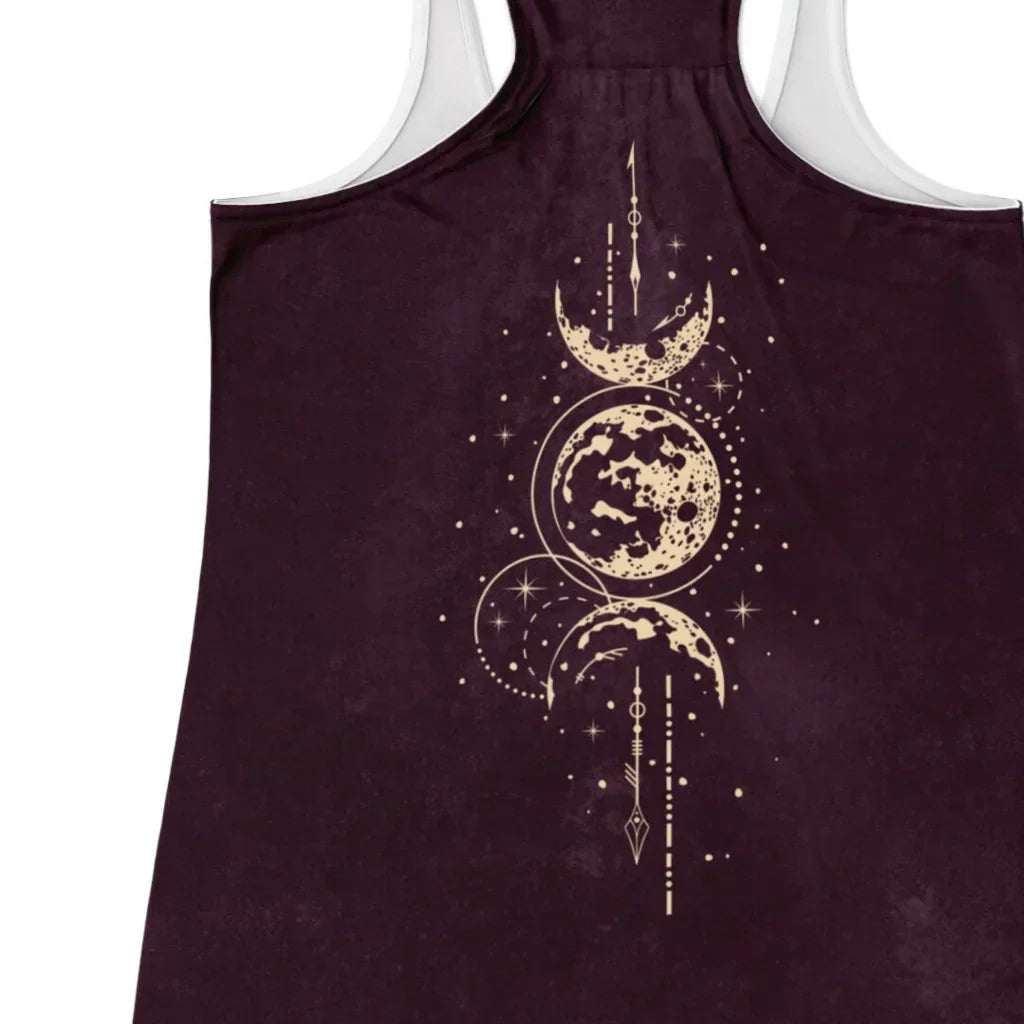 Celestial Print Sleeveless Yoga Tops For Women