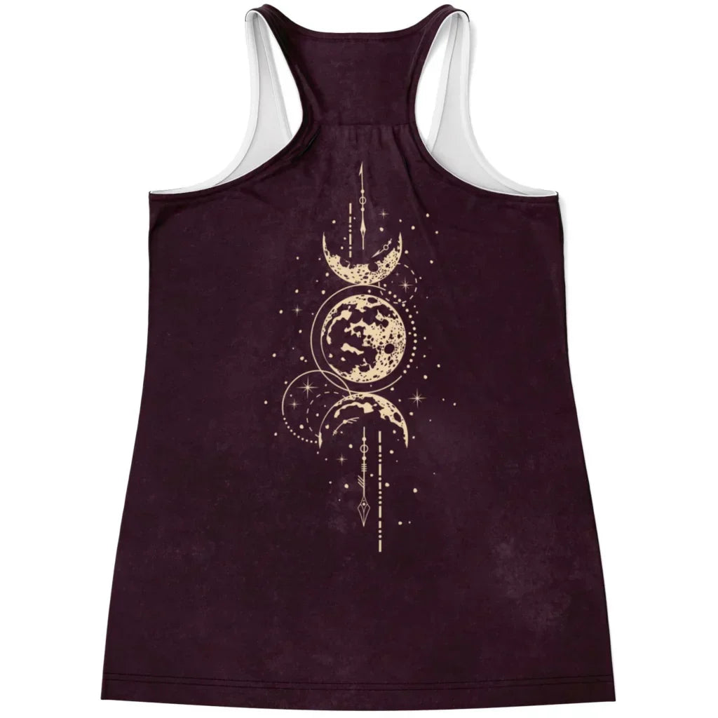 Celestial Print Sleeveless Yoga Tops For Women