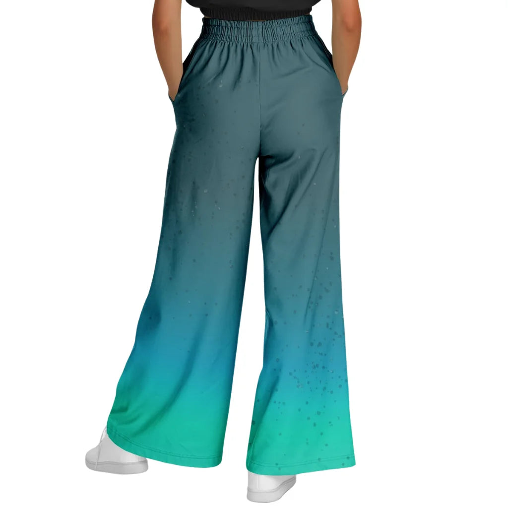 Celestial Sky Wide Leg Jogging Pants With Moon Phases