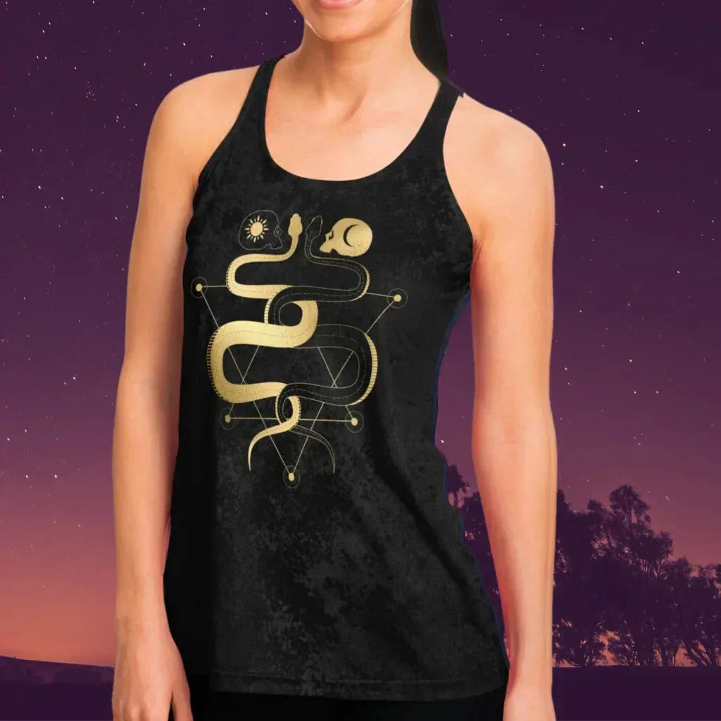 Celestial Snake Lovers Womens Racerback Tank