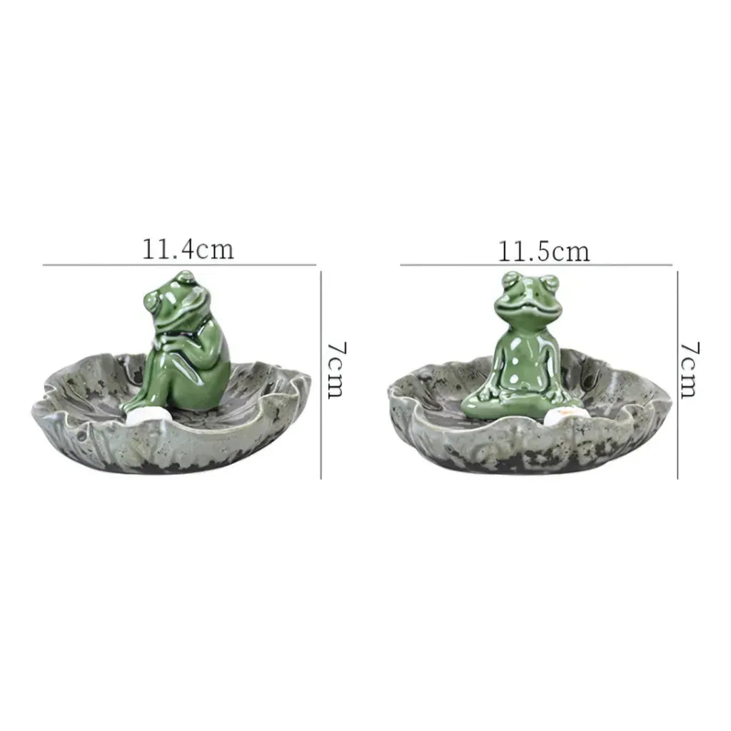Ceramic Yoga Frog Statues With Incense Holder - Thinking Frog