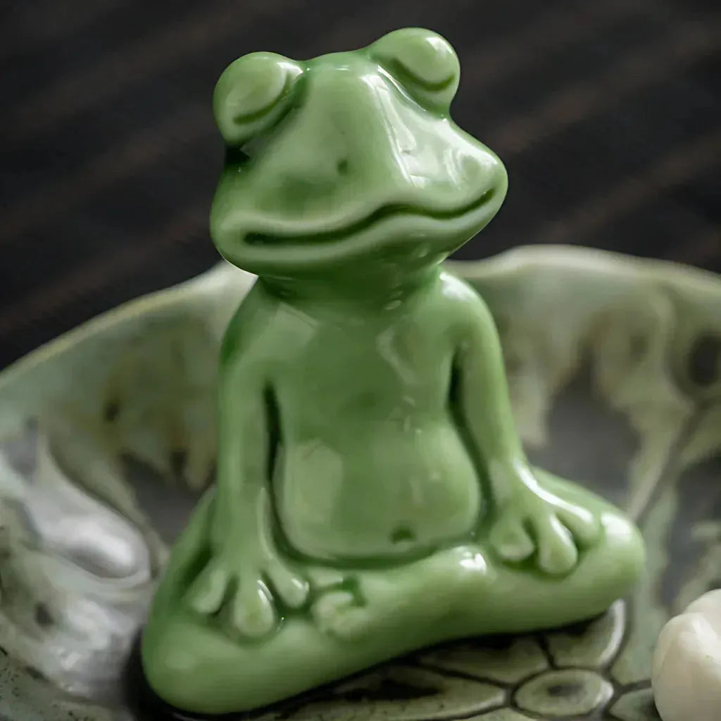 Ceramic Yoga Frog Statues With Incense Holder - Thinking Frog
