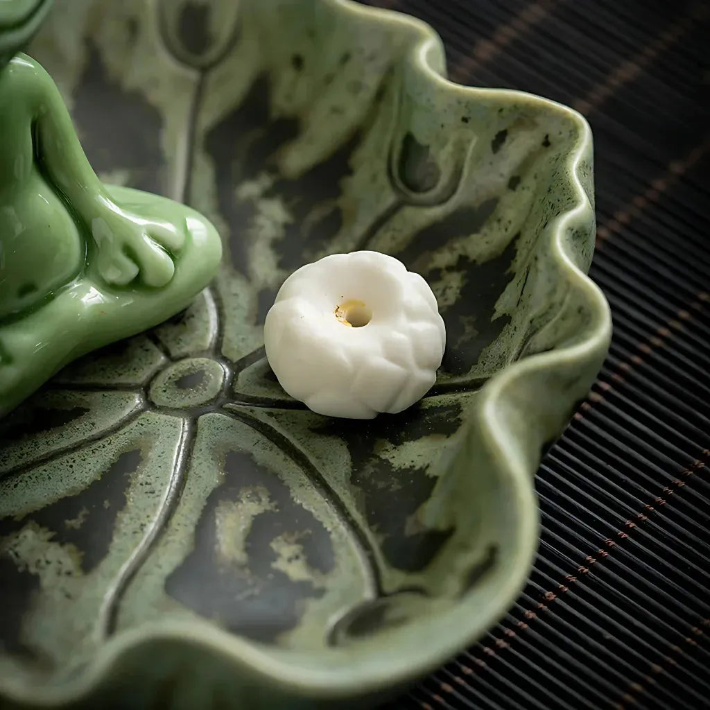 Ceramic Yoga Frog Statues With Incense Holder - Thinking Frog