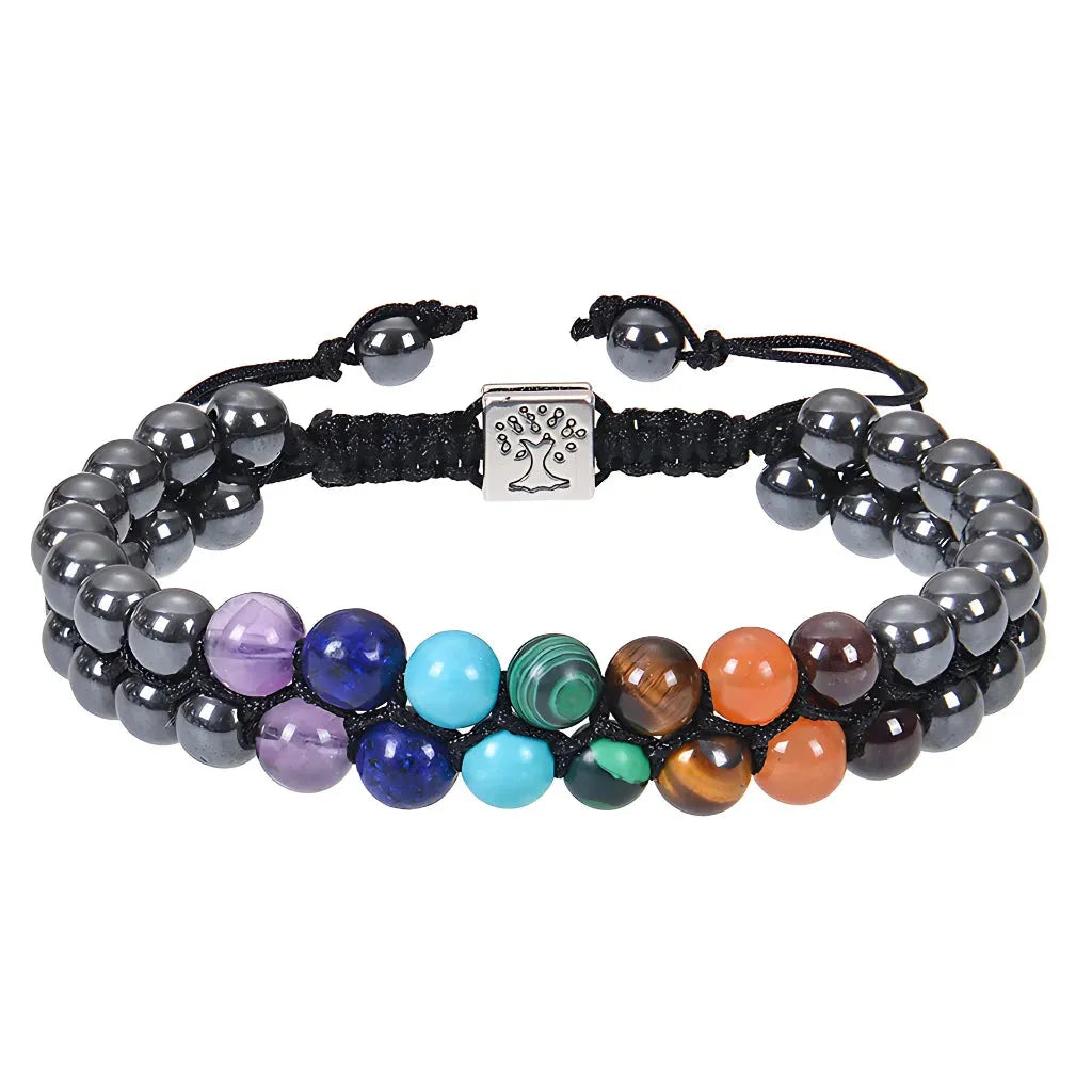 Chakra Balancing Bracelet With Healing Stones - Black Magnet / 6mm