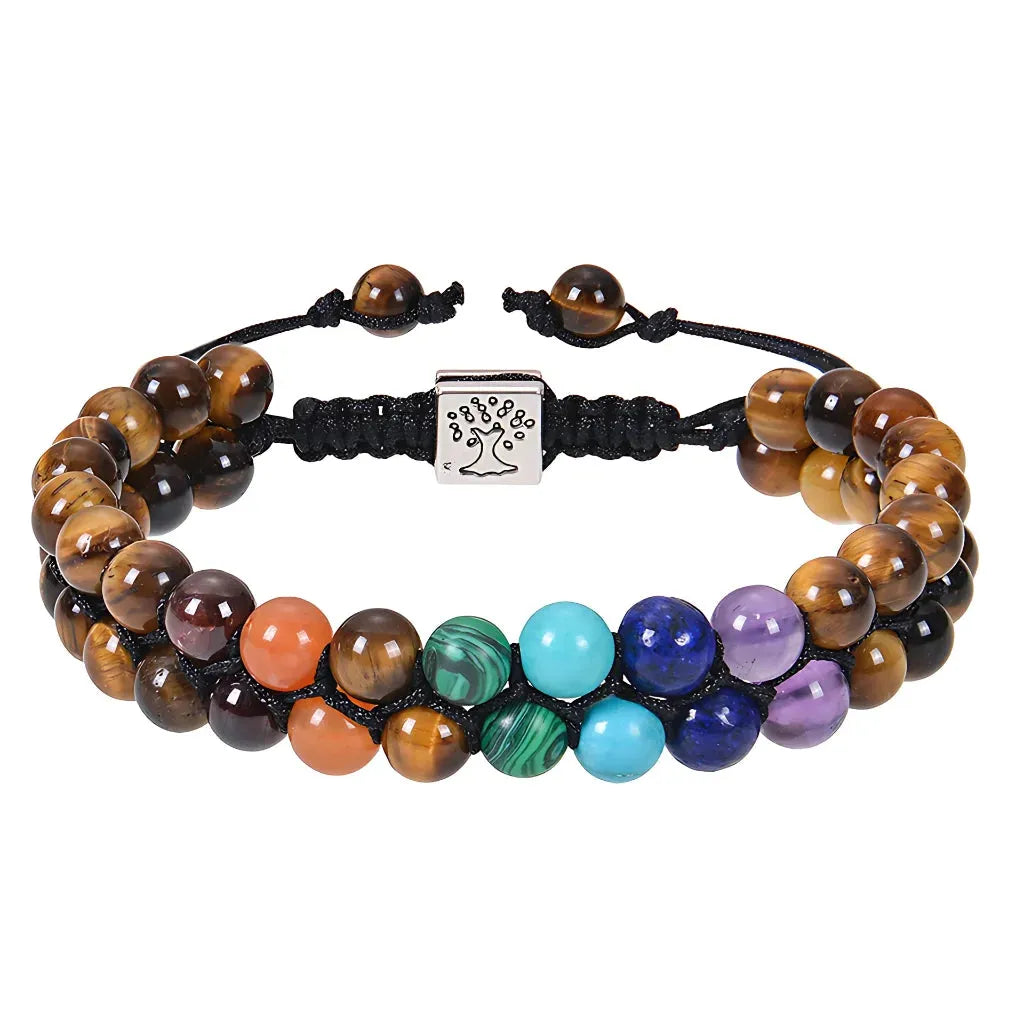 Chakra Balancing Bracelet With Healing Stones - Brown / 6mm