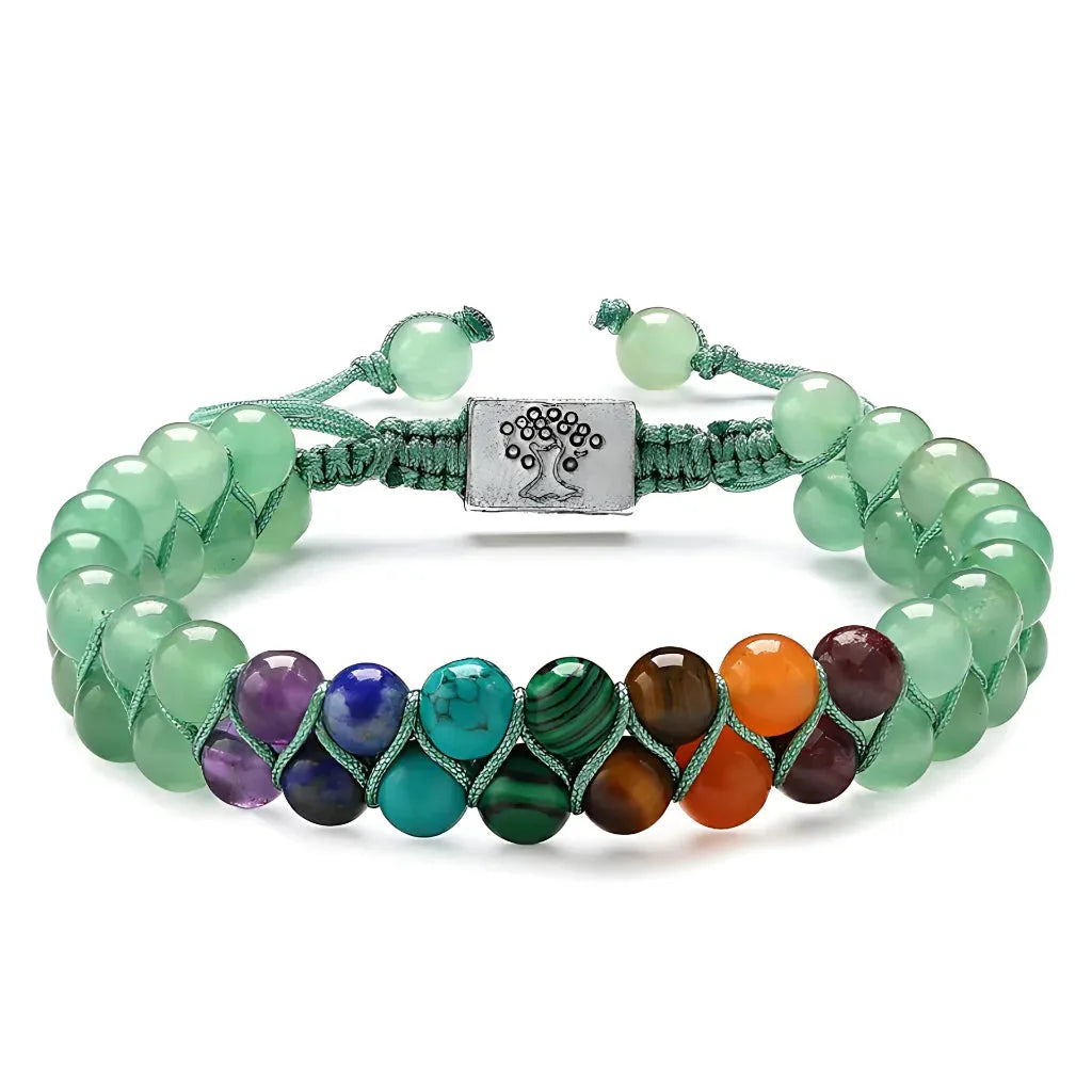 Chakra Balancing Bracelet With Healing Stones - Green / 6mm