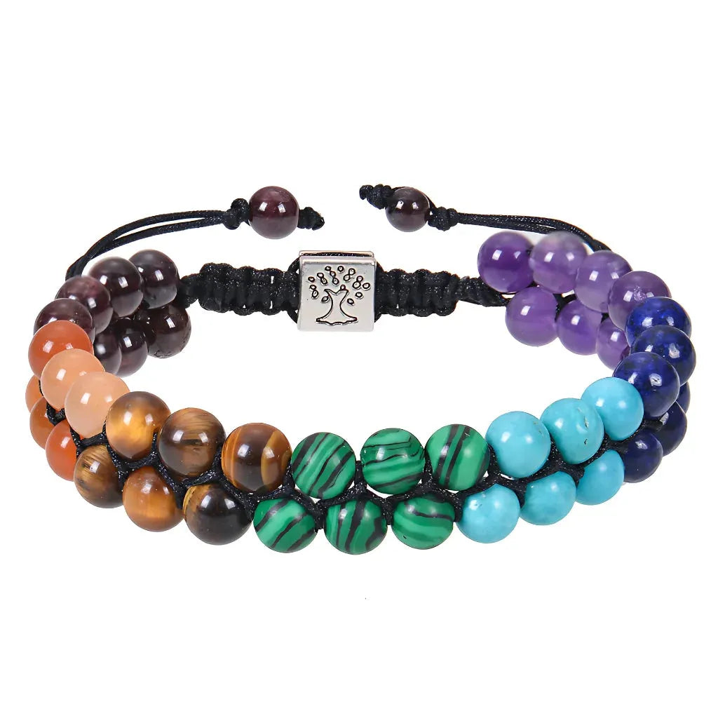 Chakra Balancing Bracelet With Healing Stones - Multi Color / 6mm