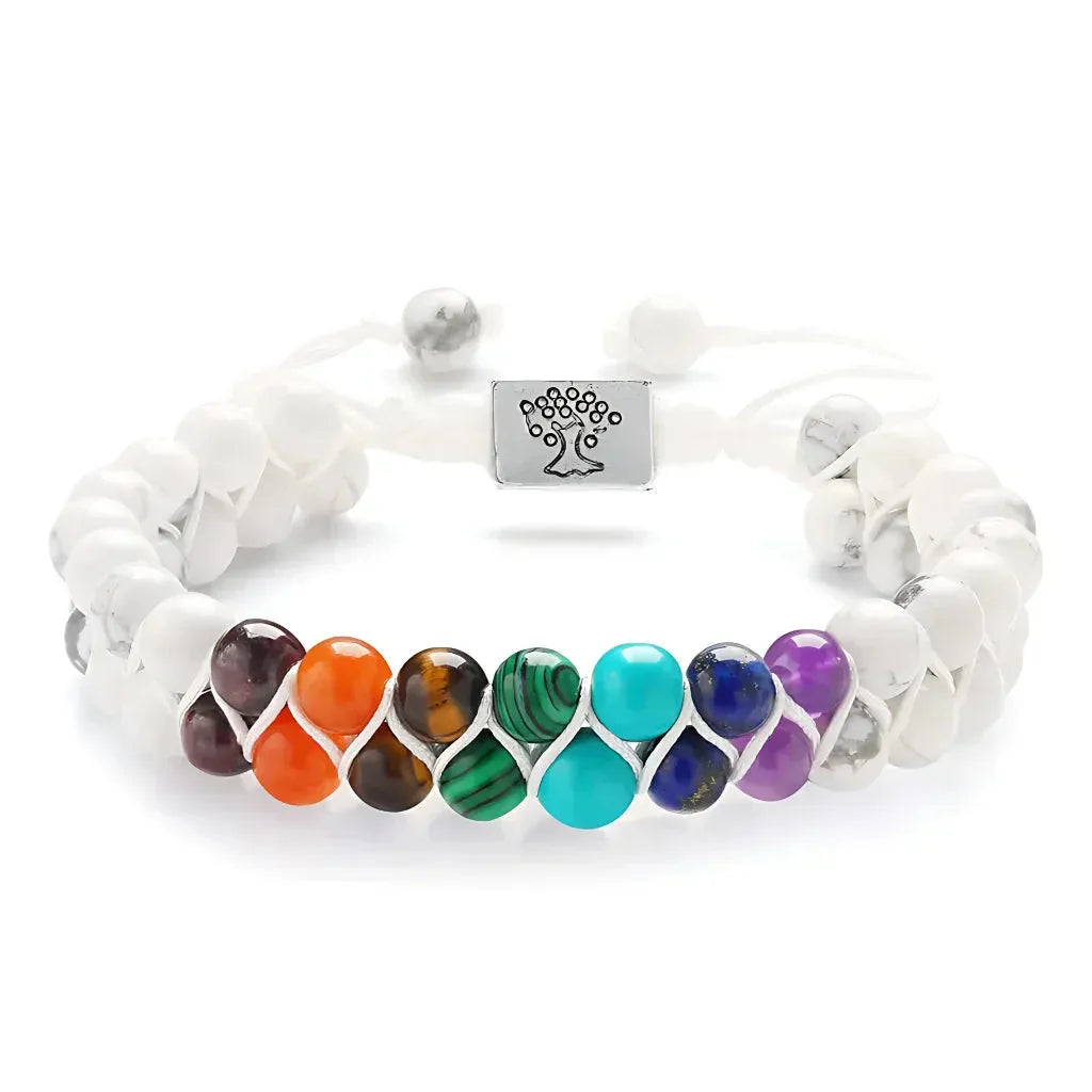 Chakra Balancing Bracelet With Healing Stones - White / 6mm