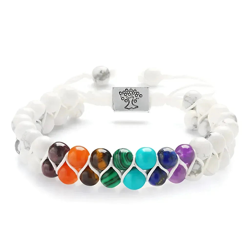 Chakra Balancing Bracelet With Healing Stones - White / 6mm