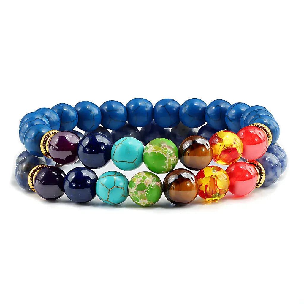 Chakra Bracelet With Natural Stone Beads - Blue