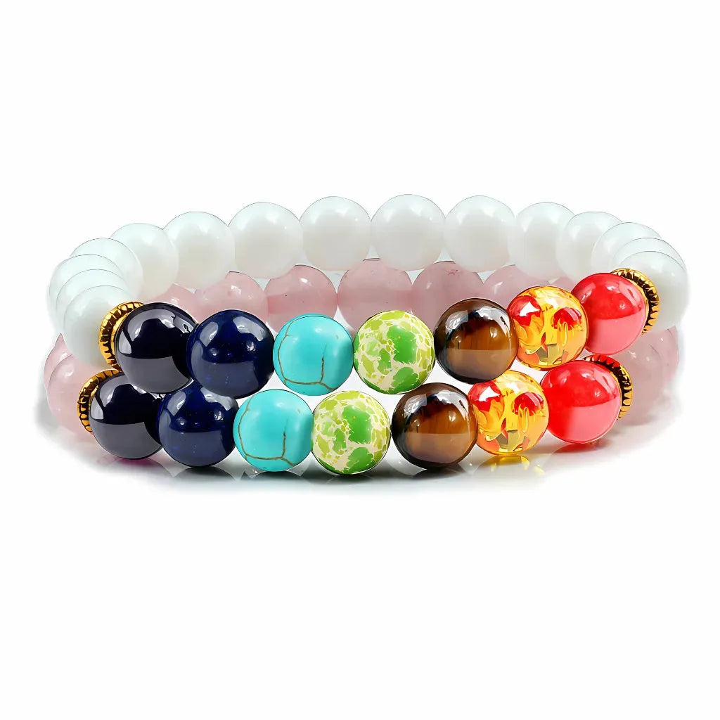 Chakra Bracelet With Natural Stone Beads - White
