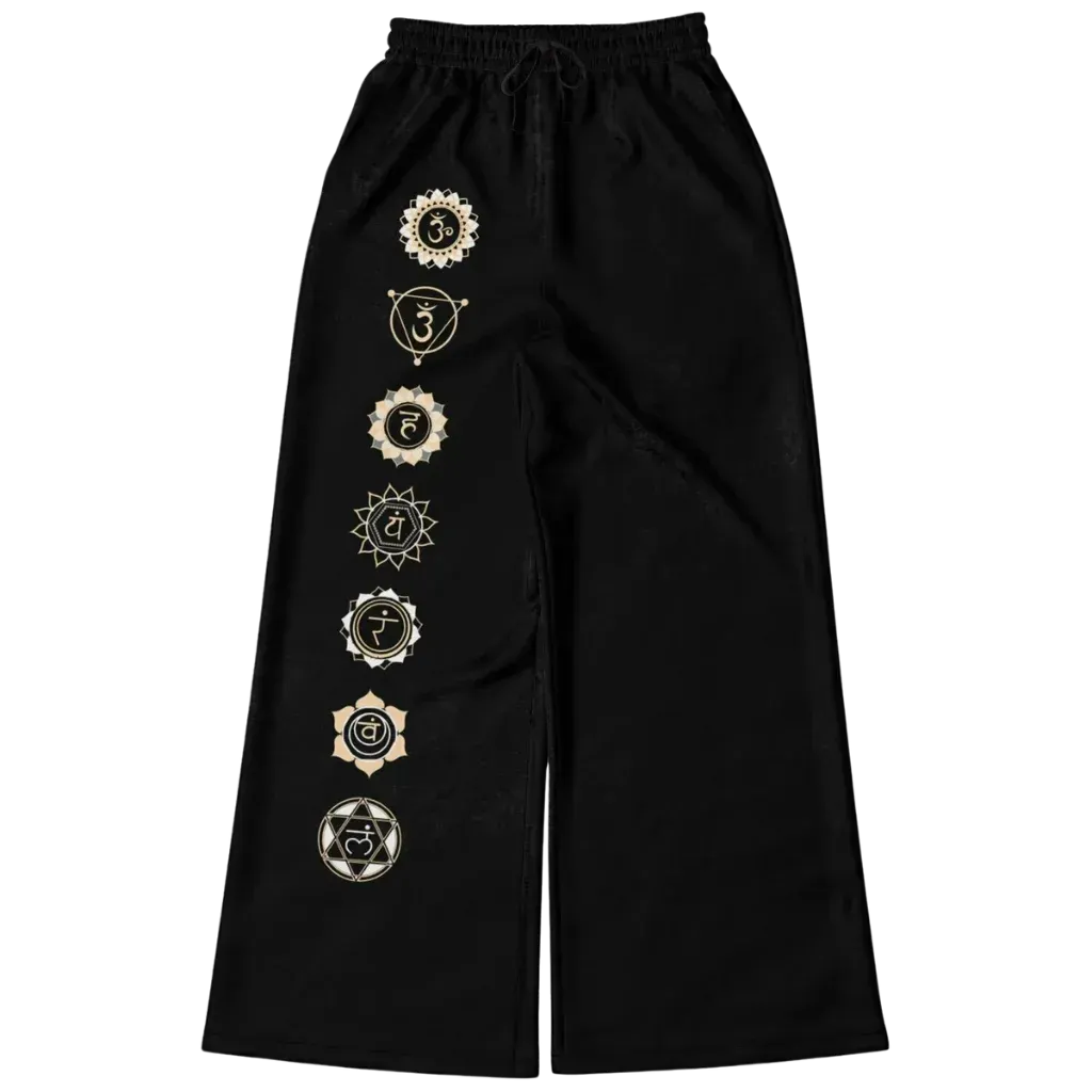 Chakra Energy Flared Joggers – Symbolic Black Base