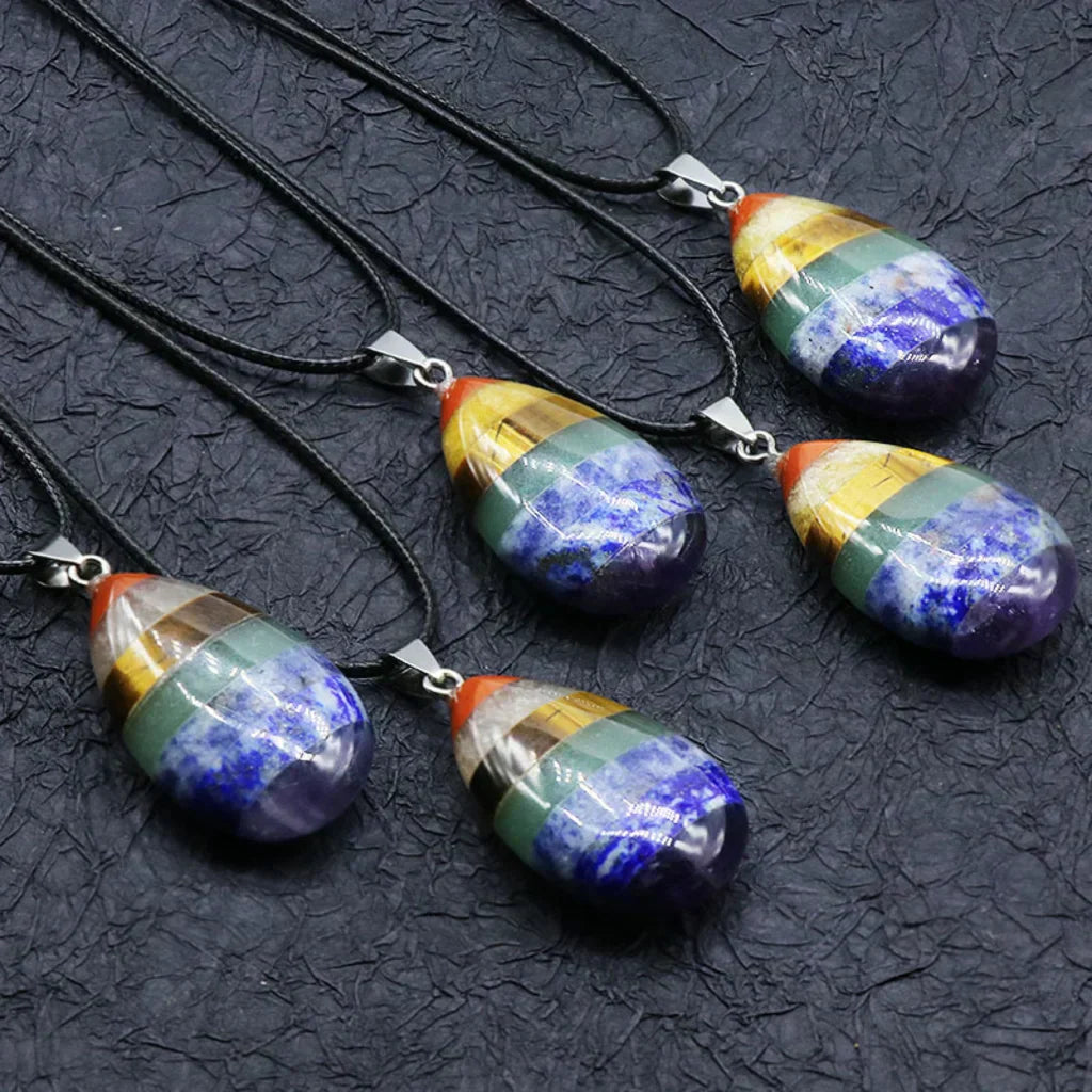Chakra Pendants With Natural Crystal Energy Flow - 7 Chakra Color