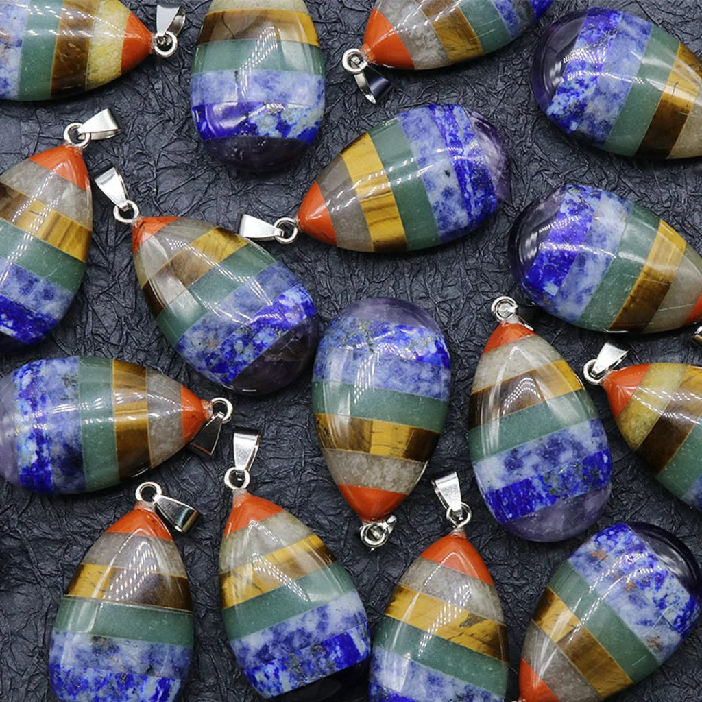 Chakra Pendants With Natural Crystal Energy Flow - 7 Chakra Color