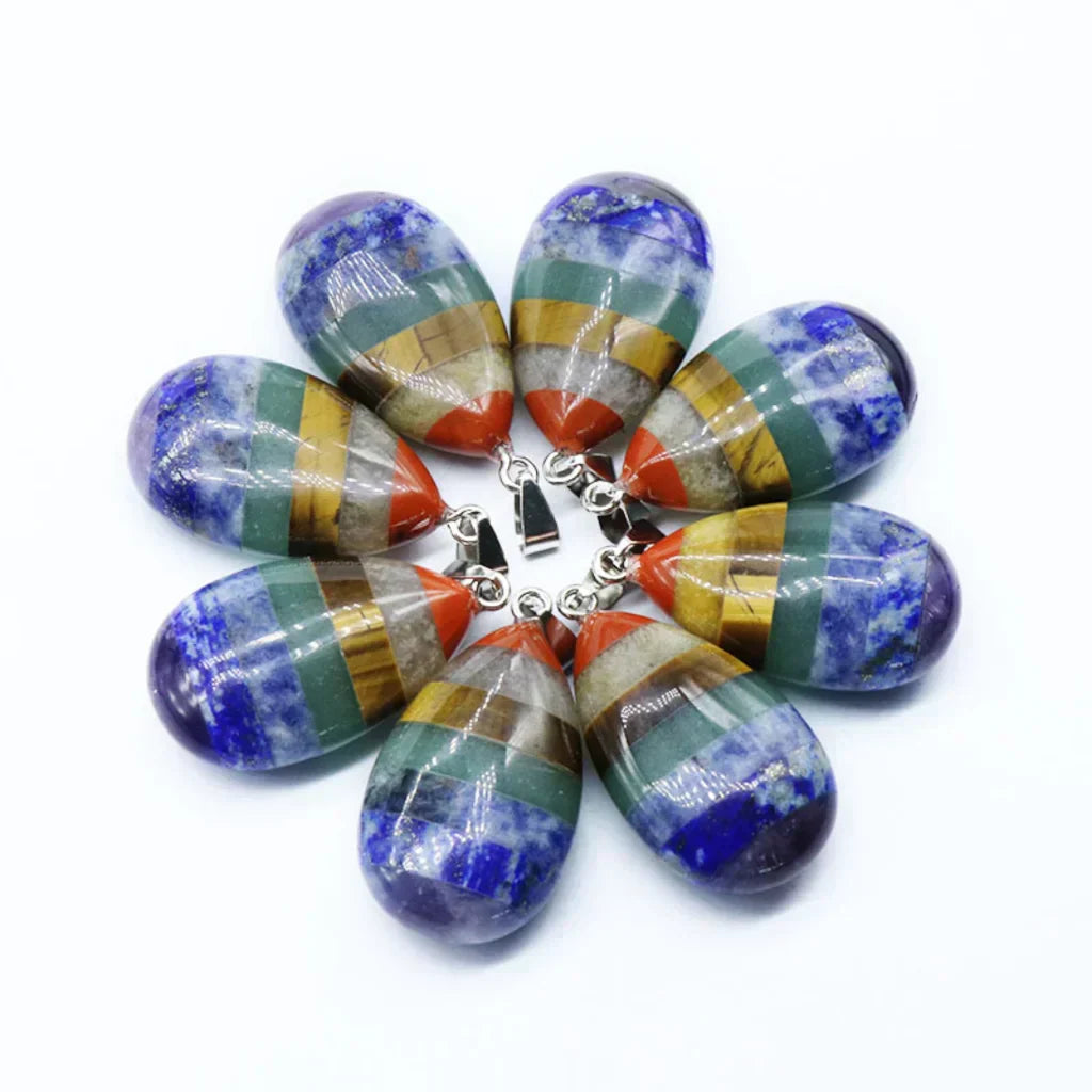 Chakra Pendants With Natural Crystal Energy Flow - 7 Chakra Color
