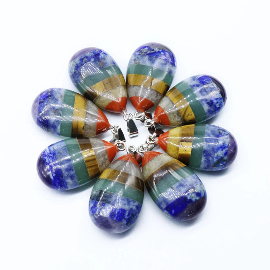 Chakra Pendants With Natural Crystal Energy Flow - 7 Chakra Color
