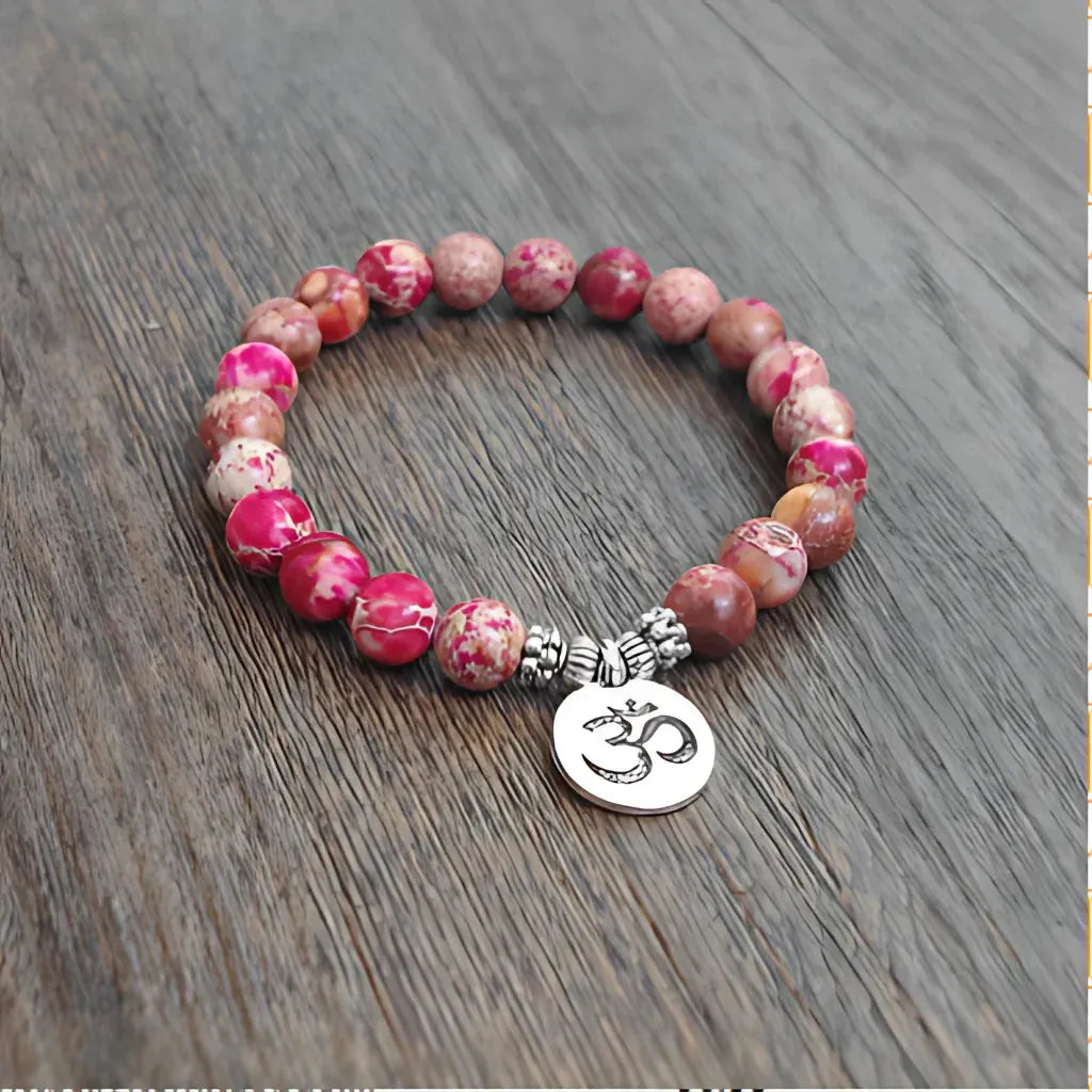 Charm Cute Bracelet With Spiritual Symbols - Pink OM