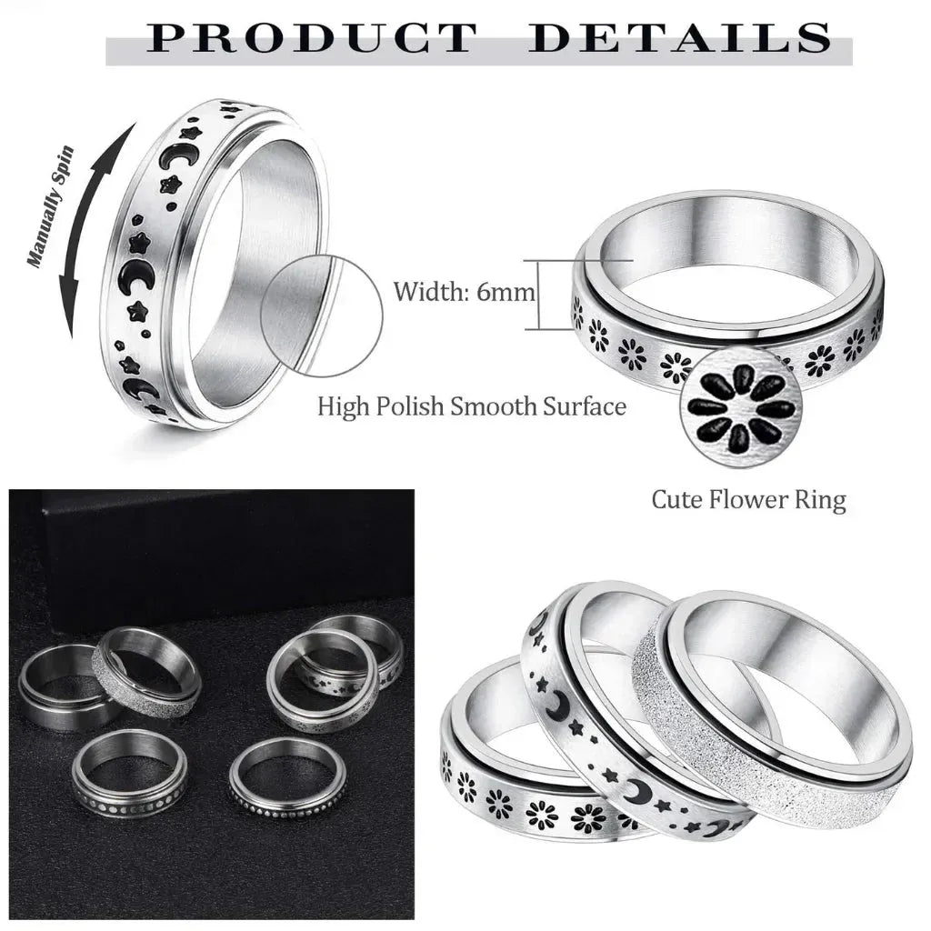 Classic Boho Fidget Ring With Spinner Design