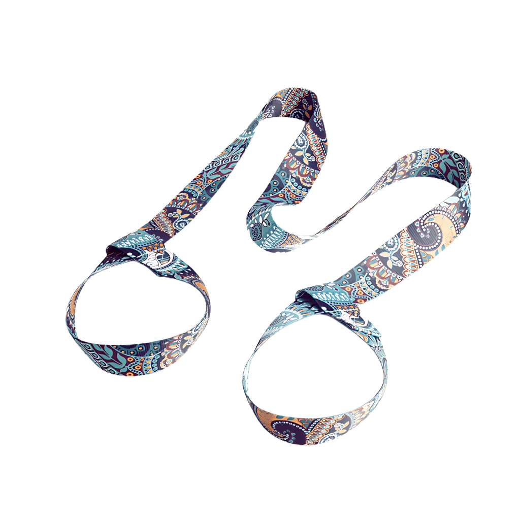 Colorful Hamstring Stretching Strap For Flexibility - Green Mandala