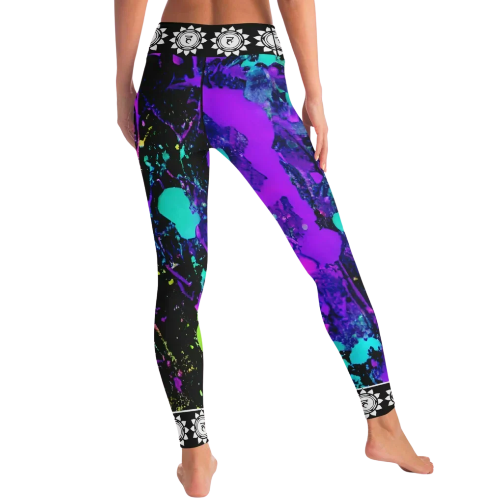 Colorful Yoga Leggings With Neon Splash Chakra Design
