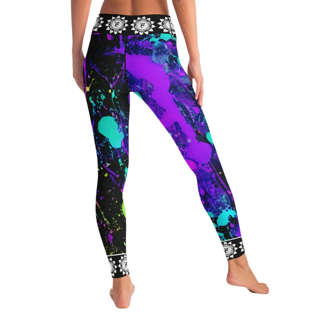 Colorful Yoga Leggings With Neon Splash Chakra Design