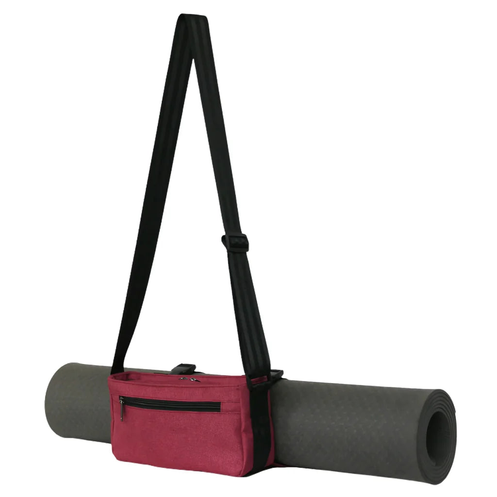 Compact Mat Carrier With Pockets For Everyday Fitness - Red