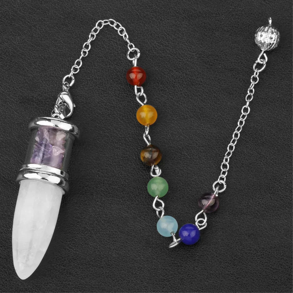 Cone Crystal Pendant Necklace To Buy Pendulum Online - White Purple