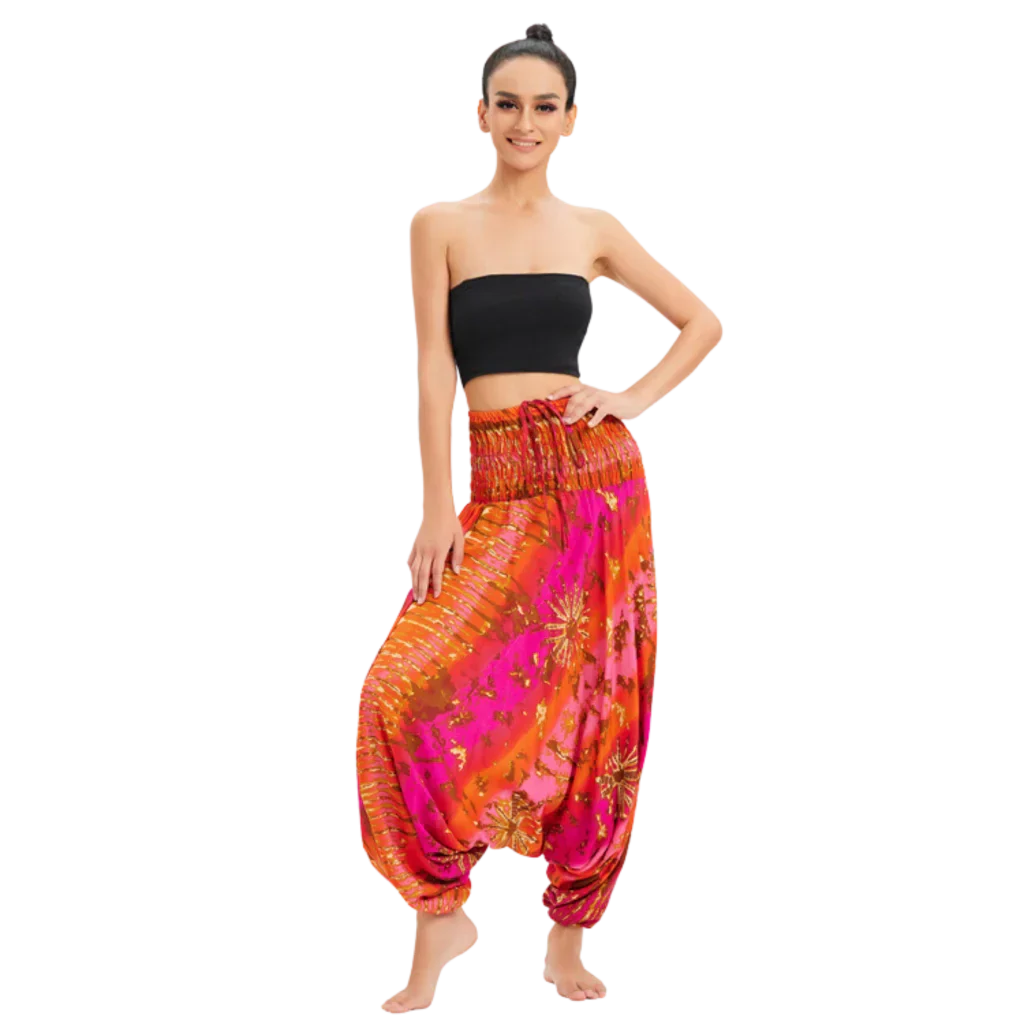 Convertible Female Drop Crotch Pants Romper - Red Gradient / one size