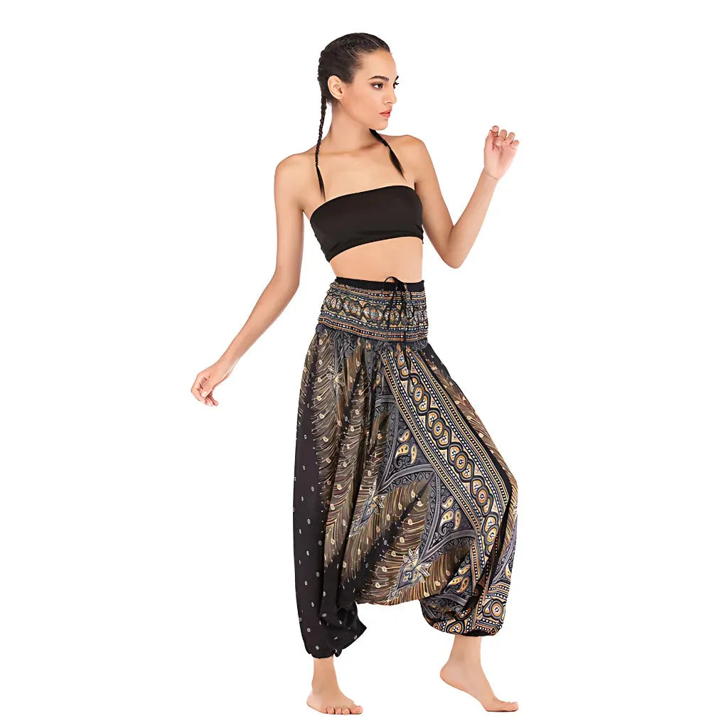 Convertible Ladies Drop Crotch Pants Romper Style