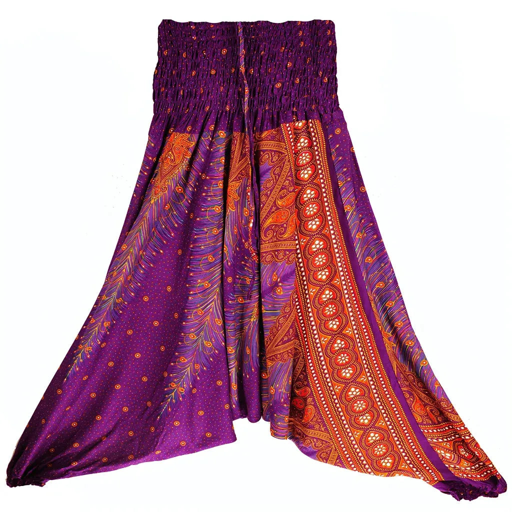Convertible Ladies Drop Crotch Pants Romper Style - Purple / one size