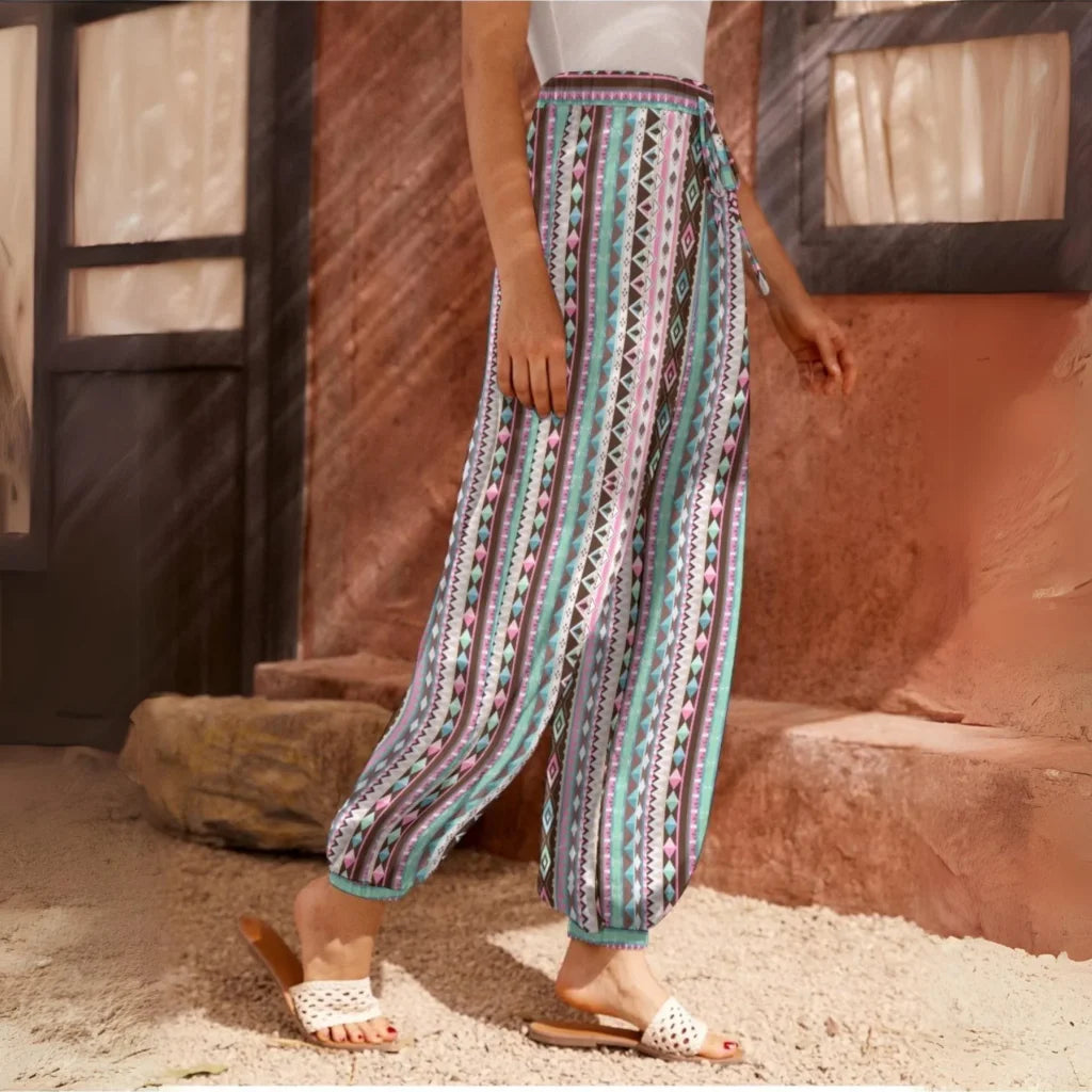 Cool Harem Pants With Vibrant Mystic Stripe Print