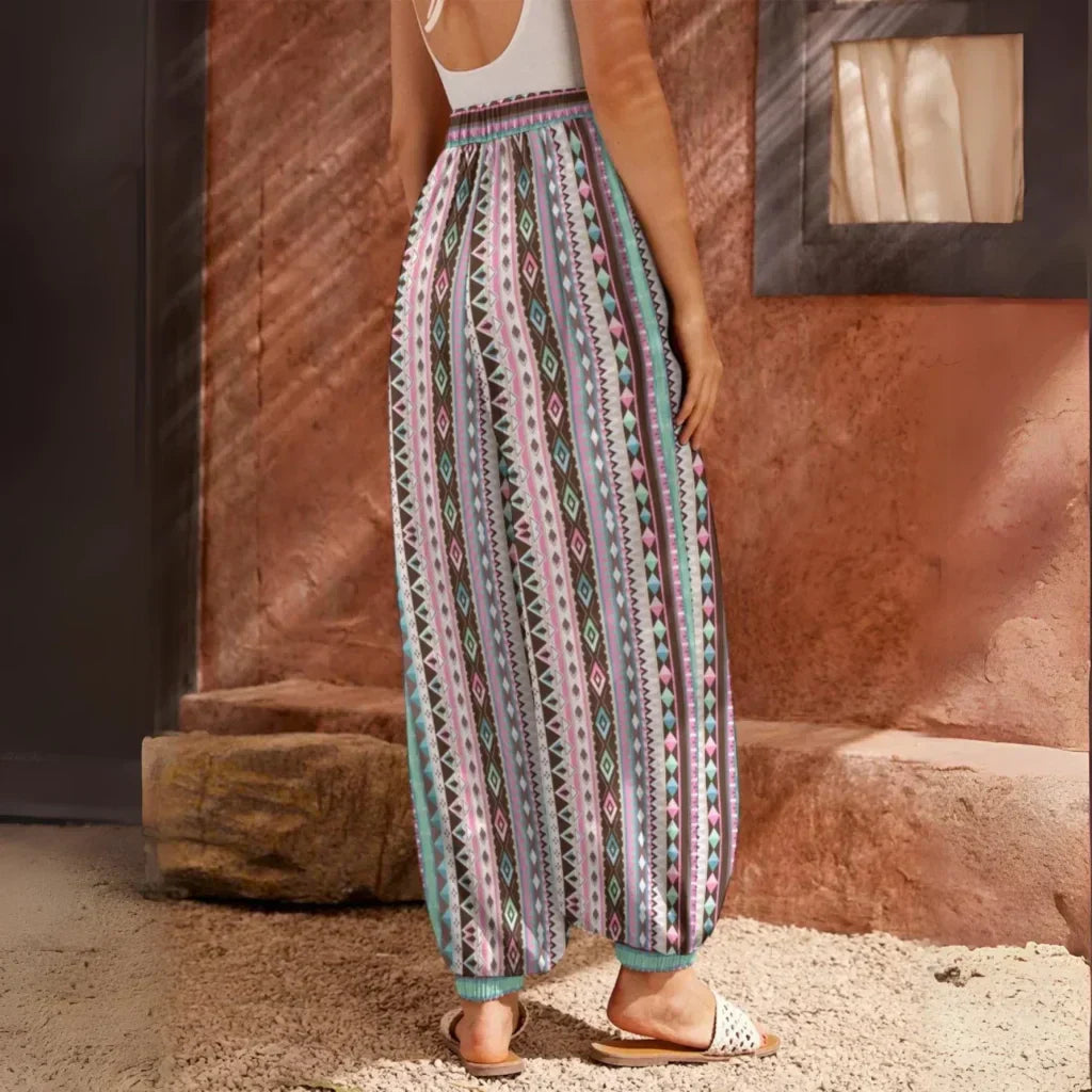 Cool Harem Pants With Vibrant Mystic Stripe Print